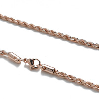 BESP1002 Collier chaîne torsadée en acier inoxydable 316L noir/or rose, style hip-hop, 3 mm/4 mm, pour hommes, prix de gros
