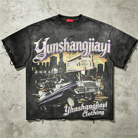 Ensemble survêtement décontracté YYSY pour homme, style vintage délavé à l'acide, t-shirt et short surdimensionnés, collection été