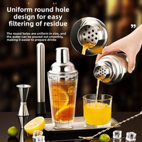 Shaker à cocktails en verre en acier inoxydable 304, design moderne et minimaliste, pour préparation de boissons, pichet à secouer manuel, idéal pour les débutants