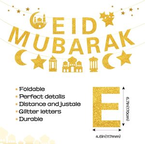 Moon Star Mosque Shape Hajj Ramadan Mubarak Luxury Eco-Friendly UV Printed <b>Paper</b> <b>Bunting</b> Banner for Muslim Party Celebration - Product Image 3