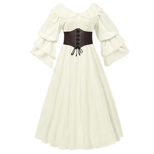 Nuevo Vestido <span class=keywords><strong>de</strong></span> <span class=keywords><strong>Halloween</strong></span> para <span class=keywords><strong>Mujer</strong></span>, Estilo Medieval, Renacentista, <span class=keywords><strong>de</strong></span> Hada, Élfico, Victoriano, con Cuello en V, <span class=keywords><strong>Disfraz</strong></span> WDEC-052 - Product Image 1