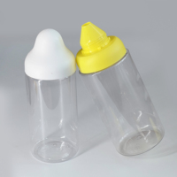 Bouteille en plastique PET pour miel, nouveau style, prix d'usine, vente en gros, 300 ml, 360 ml, avec bouchons, bouteilles alimentaires transparentes pour le conditionnement de confiture et de sirop