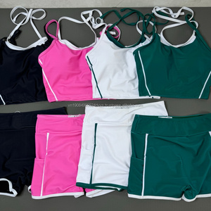 Nouvel ensemble taille haute : Legging évasé, haut croisé et soutien-gorge rembourré – Tenue de sport et de gym pour femme – Ensemble 2 pièces - Product Image 2