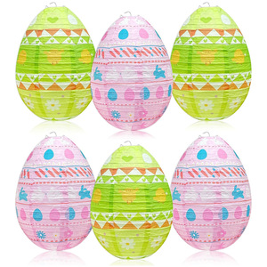 Lanternes en papier pour Pâques, décoration suspendue, lanternes en papier pour fête de Pâques, lanternes en papier en forme d'œuf, lanternes en papier pour le printemps et Pâques - Product Image 1