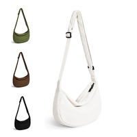 Sac bandoulière en nylon personnalisé avec logo, grande capacité, léger, décontracté, en forme de croissant, pour femme