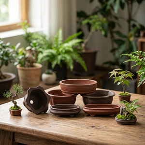 Pot à bonsaï ovale contemporain de petite taille en argile violette, pot à fleurs, pots de jardin en céramique, écologique, durable, pour plantes succulentes, utilisation en intérieur - Product Image 3