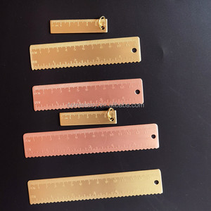 Regla de latón recta práctica de latón Vintage, marcapáginas de Metal de cobre escolar, escalas duales, regla pequeña de aspecto de latón de 12cm - Product Image 3