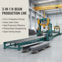 Machine industrielle 3 en 1 pour poutres en H pour les usines de construction en acier, combinant assemblage, soudage et redressage de poutres