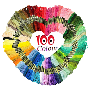 Fil à broder de couleur arc-en-ciel, 100 pelotes par paquet, polyester haute ténacité, fils à broder pour bracelets et artisanat - Product Image 3