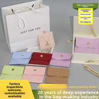 Pochette à bijoux en microfibre légère et tendance avec logo personnalisé, bouton-pression, faite à la main pour boucles d'oreilles, colliers et bagues – Vente en gros