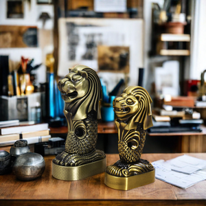 Thiết Kế Độc Đáo Tùy Chỉnh Bức Tượng In Singapore Cá Sư Tử Kim Loại Thủ Công Bức Tượng Thủ Công Lưu Niệm Bức Tượng - Product Image 3