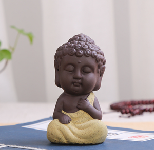 Statue de Bouddha traditionnelle mignonne et petite, sculptures indiennes de yoga <span class=keywords><strong>mandala</strong></span>, figurine de moine, animal de compagnie pour le thé, décoration sur plateau de kung-fu - Product Image 4