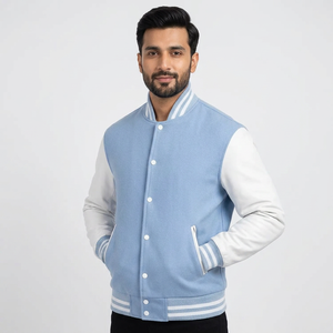 Chaqueta de Béisbol para Hombre, Estilo Varsity, Manga Larga, con Botones, Diseño de Puntos, Servicio OEM, Chaqueta de Invierno - Product Image 1