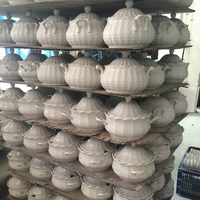 Vente en gros, vente chaude, soupière en porcelaine blanche en céramique de 3-4L, couleur personnalisée