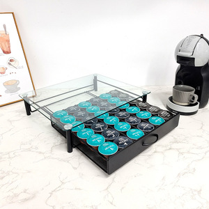 Pour 6 rangées 36 dosettes <span class=keywords><strong>Dolce</strong></span> <span class=keywords><strong>Gusto</strong></span> café <span class=keywords><strong>Capsule</strong></span> support de <span class=keywords><strong>tiroir</strong></span> de bureau avec dessus en verre pour affichage de Machine à <span class=keywords><strong>Capsule</strong></span> café - Product Image 3
