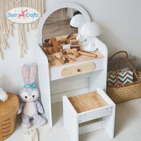 Ensemble de vanité pour enfants avec tabouret miroir-Jouet de table de maquillage pour filles, jeu d'habillage interactif parent-enfant DH08221