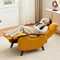 Fauteuil inclinable électrique moderne avec revêtement en tissu, accoudoirs en bois de frêne, siège de détente inclinable électrique pour salon