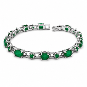 925 Sterling Silver Rhodium Plated Emerald <b>Gemstone</b> <b>Bracelet</b> for Women - Product Image 6