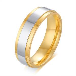Anéis de Casamento Românticos de Fábrica para Casais: Joias da Moda Hipoalergênicas em Aço Inoxidável Brilhante Interdourado, Presentes para Mulheres e Homens - Product Image 4