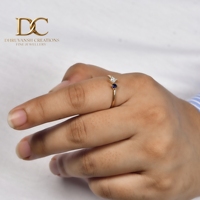 Bague ethnique en or jaune massif 14 carats avec diamant de laboratoire et saphir bleu royal de laboratoire, bijoux fins pour femmes certifiés IGI
