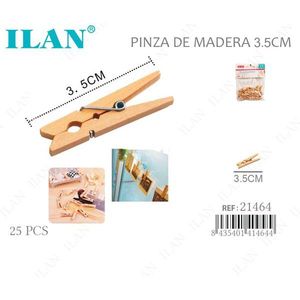 Ilan Mollette in Legno 3,5 Cm 25 Pezzi per Appendere Vestiti - Product Image 1