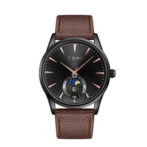 Montre à quartz pour homme <span class=keywords><strong>TIMO</strong></span> T024, bracelet en cuir véritable, résistante à l'eau, date automatique, montre-bracelet décontractée pour homme - Product Image 5