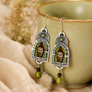 Orecchini Vintage a Forma di Gufo Verde Oliva, Regali per Feste Femminili - Product Image 6