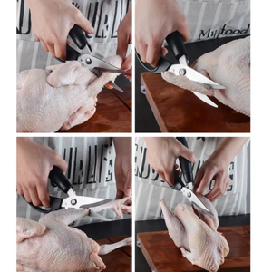 Tijeras de Cocina Resistentes para <span class=keywords><strong>Mariscos</strong></span> y Huesos de Pollo, Cuchillas de Acero Inoxidable, Mangos de Plástico, Ecológicas - Product Image 3