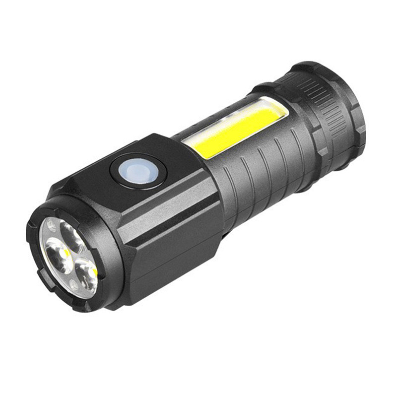 3LED+COB USB Rechargeable LED Flashlight with Bottom Magnet and Clip Multi Functional USB Headlight Working Light Non-slip