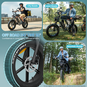 <b>UK</b> EU Warehouse Dual batteries 48V34/37AH Long Range Lithium Battery Pedal Assist Adult 20 Inch <b>Fat</b> Tire Electric Mountain <b>Bike</b> - Product Image 4