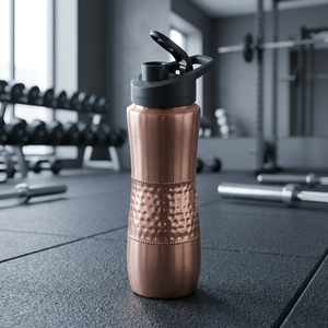 High Quality Copper Sipper Water <b>Bottle</b> 1 Liter 1000ml Direct <b>Drinking</b> Eco-Friendly with Lid Made in India - Product Image 3