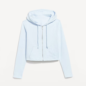 Felpa Corta da Donna Personalizzata in Velluto Felpato, Traspirante, con Zip Intera e Cappuccio con Coulisse, Giacca Casual Sportiva - Product Image 4
