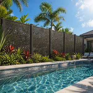 Fournitures de jardin - Clôture en composite <span class=keywords><strong>bois</strong></span>-plastique (WPC) comme séparateur de pièce et écran d'intimité pour piscine, bain à remous et <span class=keywords><strong>terrasse</strong></span> - Product Image 1