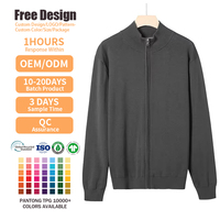 Fabrication de vêtements en tricot BSCI, logo personnalisé, cardigan à fermeture éclair à manches longues pour homme, veste en tricot à poitrine ouverte, 100% coton, pull d'hiver