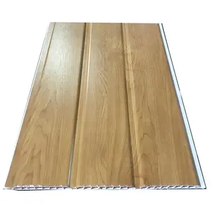 Strip 30CM Two Groove Laminate Wood Design PVC Wall Panel for Room Wall Covering