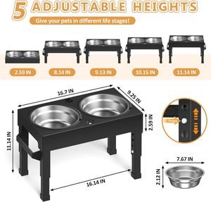 Foldable Adjustable Height Double <b>Bowls</b> Raised Pet Feeding <b>Bowl</b> Elevated Pet Slow Eating <b>Dog</b> Food <b>Bowl</b> - Product Image 4