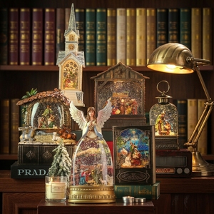 Elonna European Style Christmas Church Decorations Snow Music Boxes LED <b>Lighting</b> Crystal Balls <b>Angels</b> House - Product Image 6