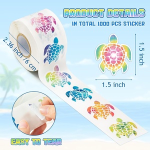 Pegatina de tortuga marina de primavera personalizada, calcomanías motivacionales de tortuga coloridas bonitas, regalos para niños, botella de agua de fiesta de recompensa para profesores - Product Image 2