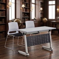Table et chaises de conférence pliantes modernes en métal avec double bureau et chaises pour les écoles