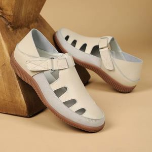 Large Size Casual Women's Outdoor Sandals Breathable Leather <b>Hook</b> Loop for Slip-On Design Lightweight Anti-Slippery Spring - Product Image 4