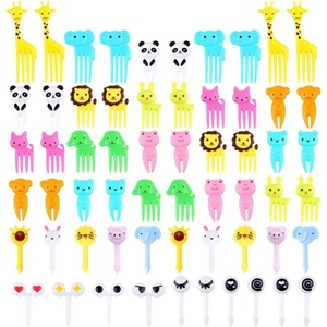 Cibo per alimenti in plastica con addominali, simpatico cartone animato a forma di animale, forchetta per bambini - Product Image 1