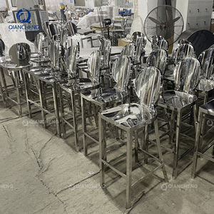 QIANCHENG Event Ss Foshan Fournisseur chinois de meubles Tabouret de bar en acier inoxydable argenté Tabouret de bar rond de 30 pouces de haut - Product Image 5
