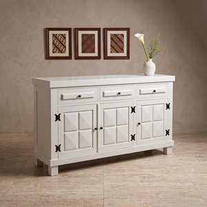 Aparador Rústico de Madera Maciza de 3 Puertas con Cajones y Gabinete de Almacenamiento para Comedor - Product Image 2