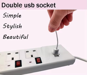 Premium 3 Way UK Standard Extension <strong>Sockets</strong> Individual <strong>Switched</strong> USB Power Strip for Electronic Devices - Product Image 2