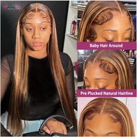 Perruque en cheveux humains de 30 pouces, couleur marron ombré 4/27, avec dentelle frontale HD 13x4, haute densité, ultra-lisse, et perruque frontale colorée 13x6