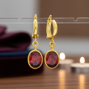 Oval Shape Garnet Stone Turkish Wholesale Handmade 925 Sterling <b>Silver</b> <b>Dangle</b> for Woman <b>Earrings</b> - Product Image 3
