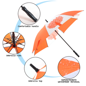 Parasol de golf <span class=keywords><strong>le</strong></span> <span class=keywords><strong>plus</strong></span> populaire de 60 pouces, tissu polyester orange coupe-vent avec logo personnalisé, parapluie de golf monocouche - Product Image 3