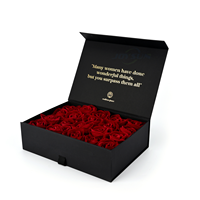 Échantillon gratuit, boîte rigide magnétique rectangulaire noire personnalisée, emballage pour roses de la Saint-Valentin, boîte en papier personnalisable, coffret cadeau pour fleurs