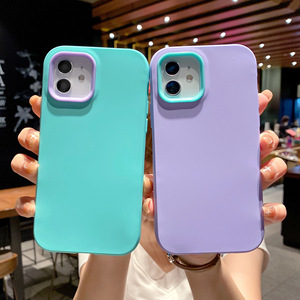 Simple Solid Color Silicone <strong>Double</strong> Frame Shockproof Protection Phone <strong>Cases</strong> for iPhone 11 12 13 Pro Max <strong>Case</strong> Phone - Product Image 1