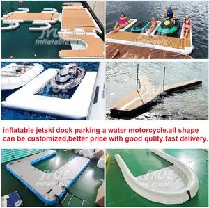 2.5x1.5x0.2m Teak Dock Inflatable Water Fishing Platform Yacht Floating Dock Island